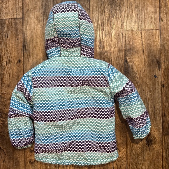 Iceburg Outerwear Girls Multicolor Chevron Pattern Hooded Jacket Size XS 4/5 - Picture 10 of 10